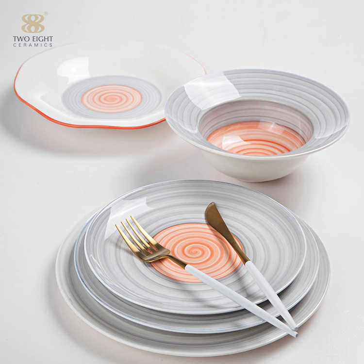 luxury soup and sandwich plate porcelain dinner plate for wedding