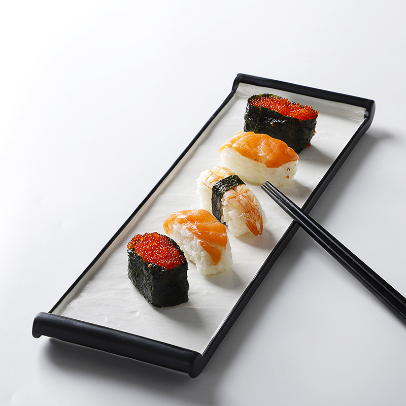 28ceramics Japanese Tableware Wholesale 14/16/18/20 Inch Sushi Plate, Hotel Plates Dishes Black Rectangular Plates*