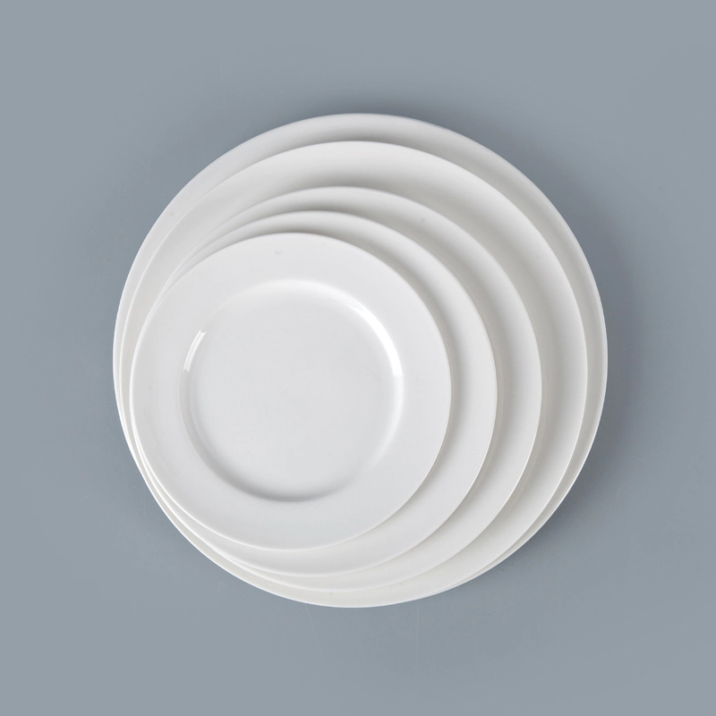 Eco-friendly Ceramic Hotel BuffetWhite Ceramic Dishware, White Porcelain Plates Guangzhou/