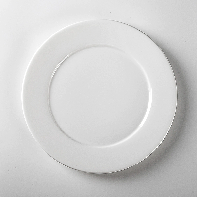 Popular Traditional Hotels Round White Plain Plate, Catering Dinnerware Fine Plain Plate, Porcelain Dish Plate@