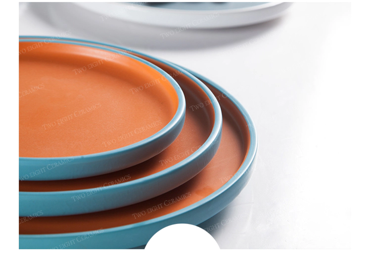 2019 Popular Blue Platos Para Restaurante, Orange Restaurant Supply Salad Plates, Colored Porcelain Restaurant Plate^