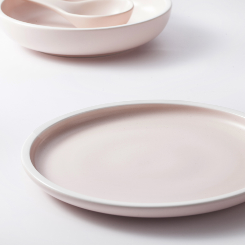 Wholesale Colored Porcelain Dinnerware Set, Hotel Color Plate, Porcelain Dishware Pink Color