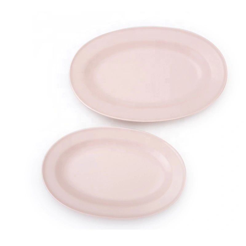 Hot Seller China Porcelain Matt Pink Restaurant Ellipse Dinner Plate, Pink Color Serving Plates Ceramic%
