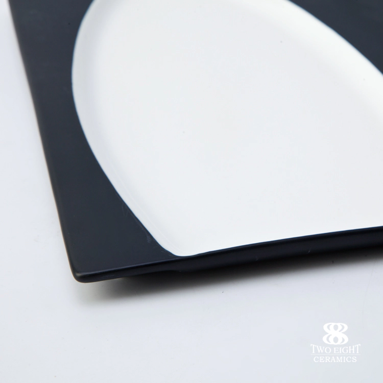 Crockery tableware unique shape restaurant black and white dinner plate