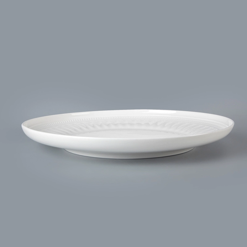 subtle linear design coupe plate durable porcelain coupe plate tableware dishes coupe plate for hotel restaurant