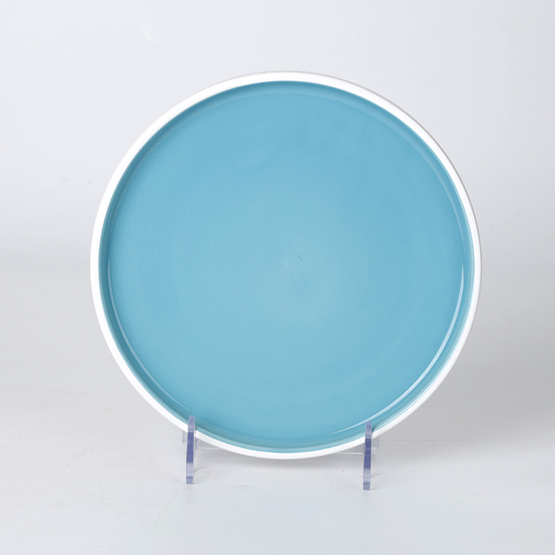 Wholesale 8/10 Inch LFGB FDA Porcelain Blue Red Colorful Plates For Restaurant, Hotel Ceramic Plate&