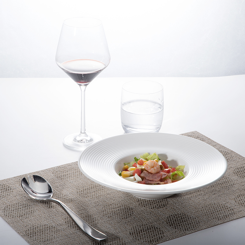 Innovation White Banquet Mid Rim Soup Plate, Elegant Durable High Temperature Buffet Dinning Dessert Plate@