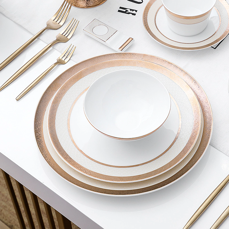 Wholesale China Ware Ceramic Dinner Plate Bone China, Best Quality China Ware Gold Tableware, Fine Bone China Dinner Plate#