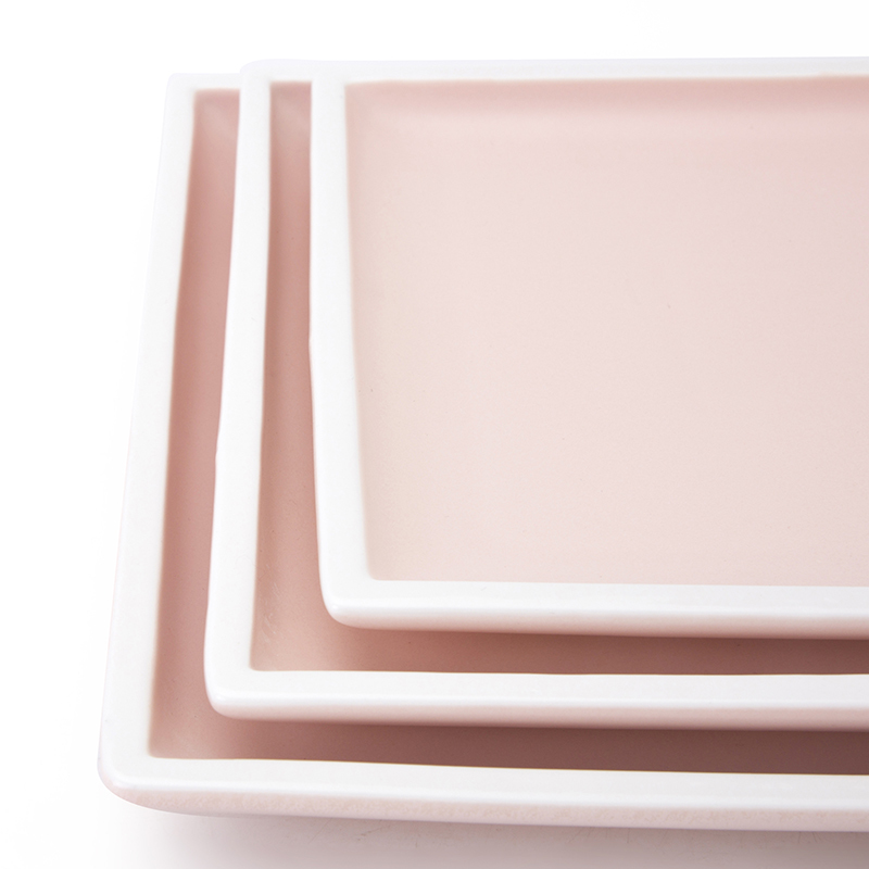Compra en Linea Platos Porcelana Color, Hotel Plates Color Matt, Restaurant Square Porcelain Dishware Pink Color