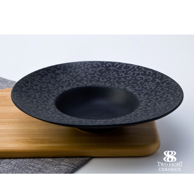 High price wholesale Black range tableware restaurant hotel black ceramic soup plate bowl
