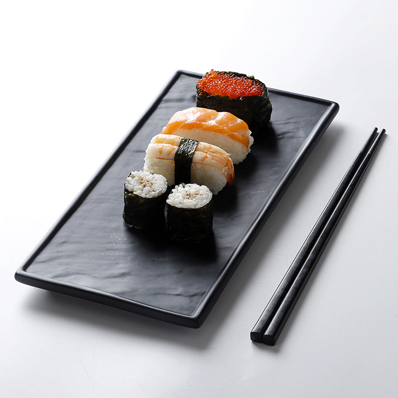 New Arrival Black Matt Plate Rectangular Shape, High Temperature Eco-Friendly Material To Restaurant~