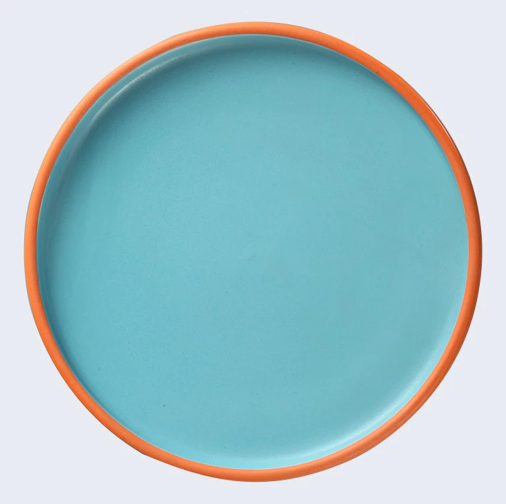 Kuait Environmentally Friendly 8/10/12 Inch Ceramic Porcelain Blue Dish Restaurant,Colorful Plates Restaurant Ceramic Dinner