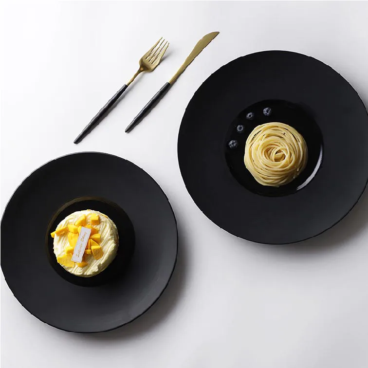 28ceramics Scratch Proof Sushi Plate Black, Ceramic Black Stone Plate,Speciality Restaurant Black Plates Set*
