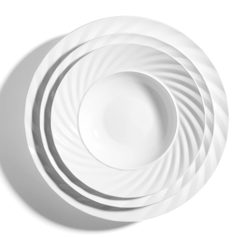 Restaurant 8.75" White Crockery Dish Set Good Quality Ceramic Plates For Restaurants