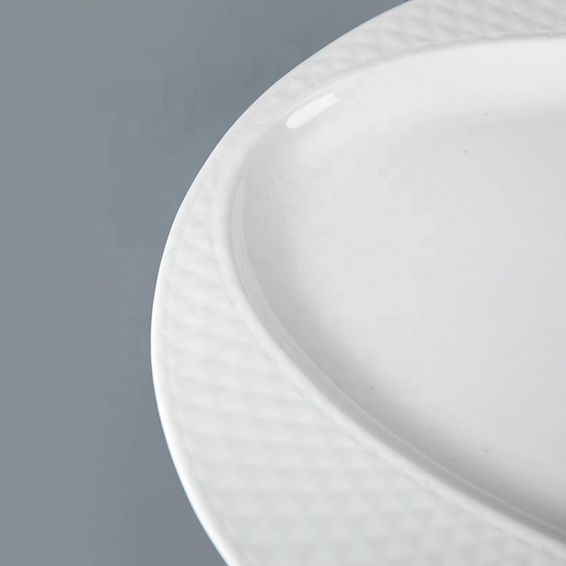 White Bone China Hotel Restaurant Crockery Tableware Oval Plate, Porcelain Plates White Oval Serving Plates Ceramic&