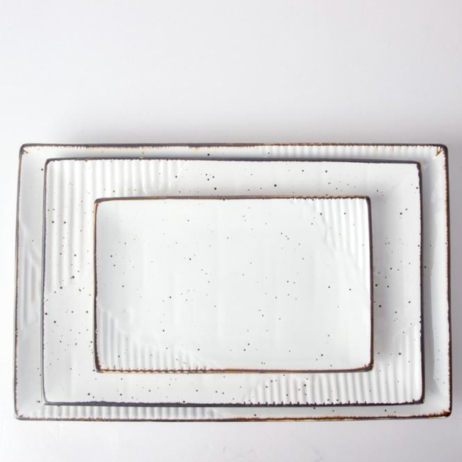 Factory Direct Wholesale Crokery Restaurant Rectangle Shape Plate, Ceramic Material Dinnerware Glazed Porcelain Rectangle Plate/