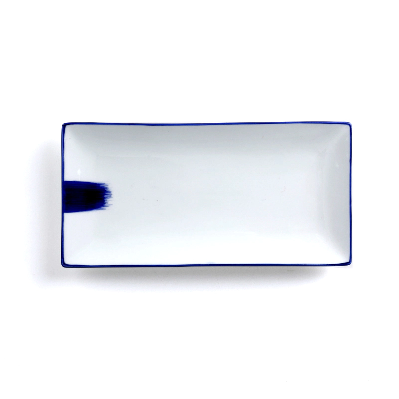 Porcelain Blue & White Rectangle Restaurant Ceramic Japanese Hand-Painted Sushi Plates and Dishes
