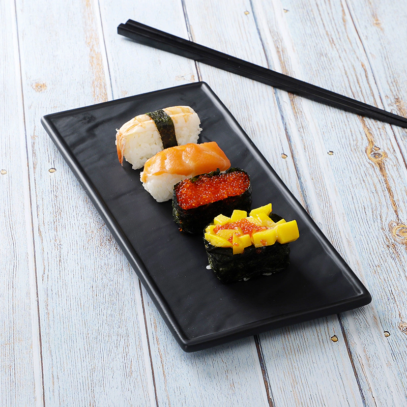 Hotel Restaurant Event Party Supplies Colorful Tableware Ceramic Porcelain Sushi Dish Black Plate*