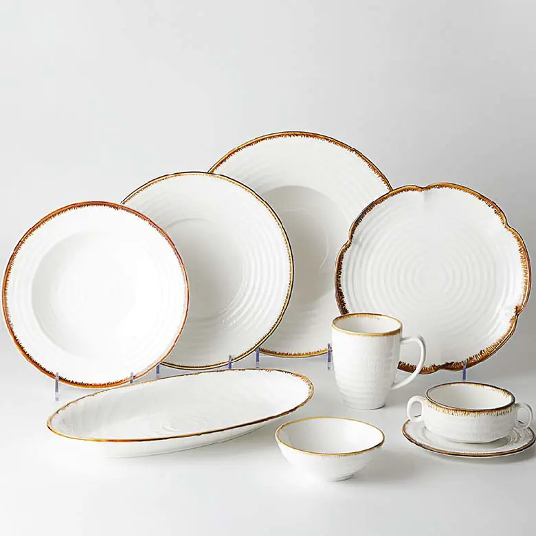 Thailand Hotel Supplies Wedding Supplies Chafing Dish Banquet Dinnerware Set Round Plate Ceramic White Dinner Plate Set*