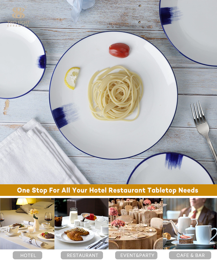 Factory Direct Cheap Hotel Dinner Plate Sets Dinnerware Ceramic Banquet Porcelain Blue And White Serving Platter for Restaurant*