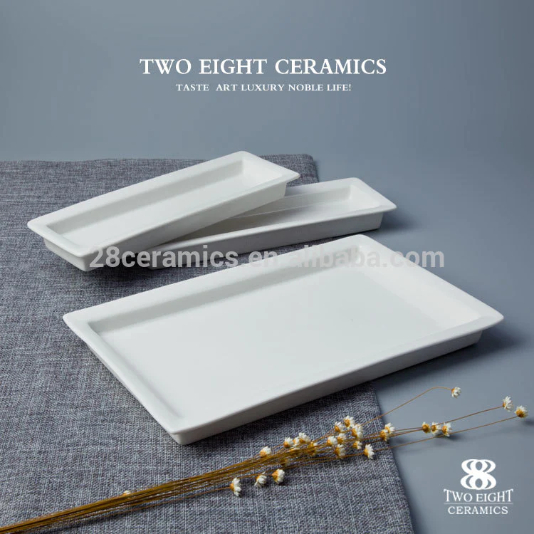 fancy hotel & restaurant crockery china housewares, ceramic platters dish, factory rectangle porcelain plate%