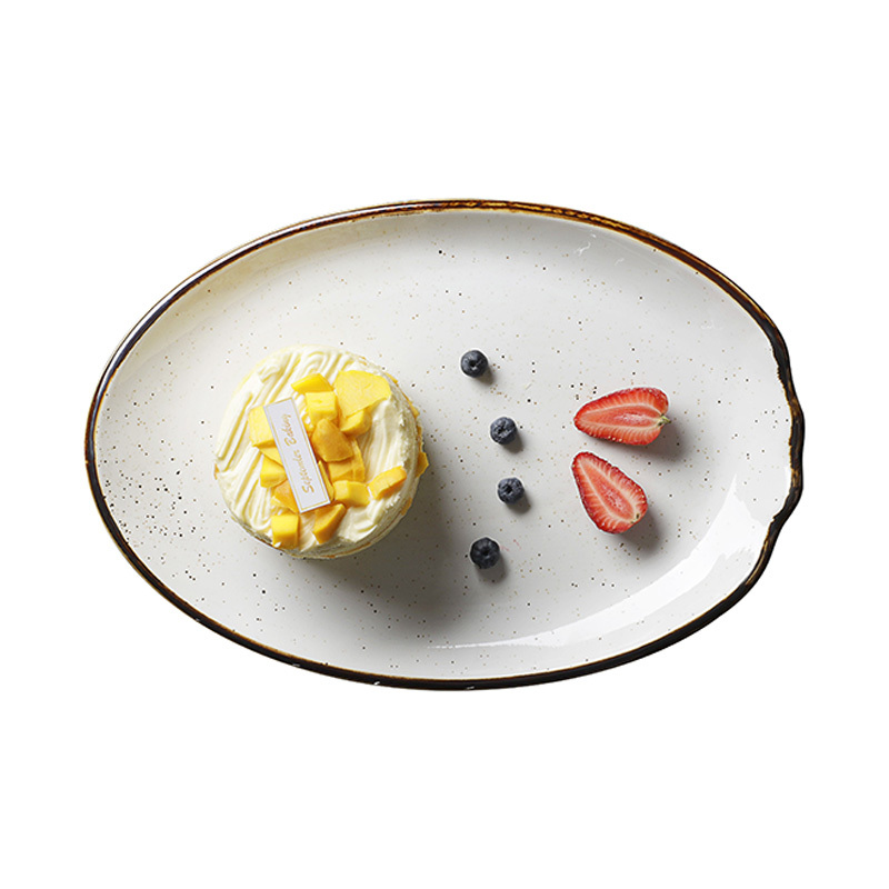 Glaze Restaurant Porcelain Ceramic Dishes Plate, Custom Resort Tableware Food Serving Plate, Luxury Lounge Dinnerware Fish Dish~