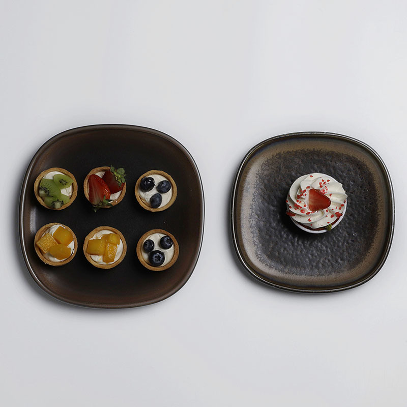 Rustic Lounge Dinnerware Black Ceramic Plates, Crokery Dinner Plate Restaurant, Special Japanese Dishes*