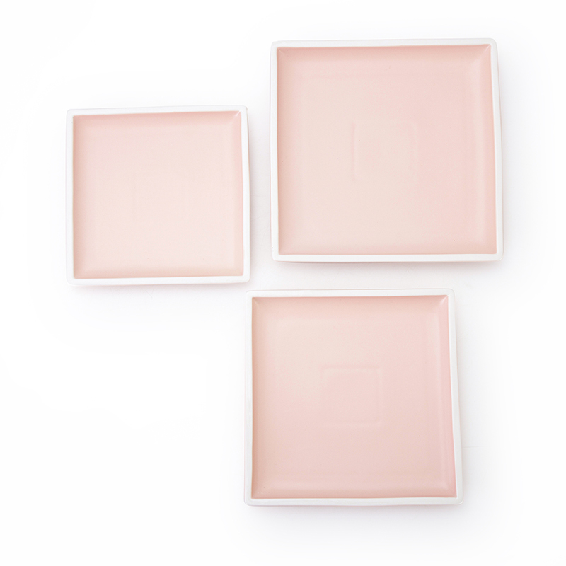 Compra en Linea Platos Porcelana Color, Hotel Plates Color Matt, Restaurant Square Porcelain Dishware Pink Color