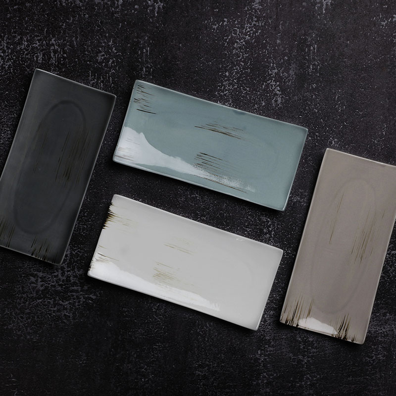 Custom Cafe Vajilla Gourmet Design Plate, Ceramic Restaurant Serving Dishes, Special Cafe Vajilla De Porcelana Rectangle Plates&