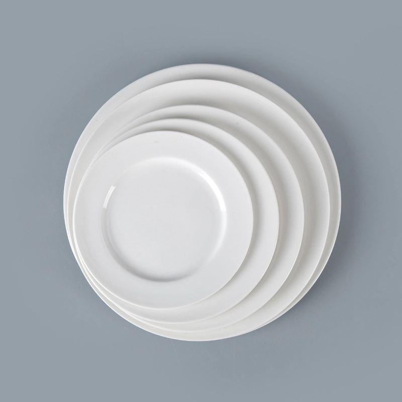 Rental Hotel Restaurant Ceramic Dishware, European Sets Of Dishes,Hotel White Porcelain Dinner Plate~