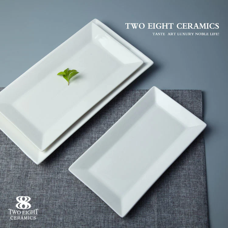 Guangzhou Market Plato Rectangular Porcelana Fina, China Porcelain Dinnerware Rectangular plate/