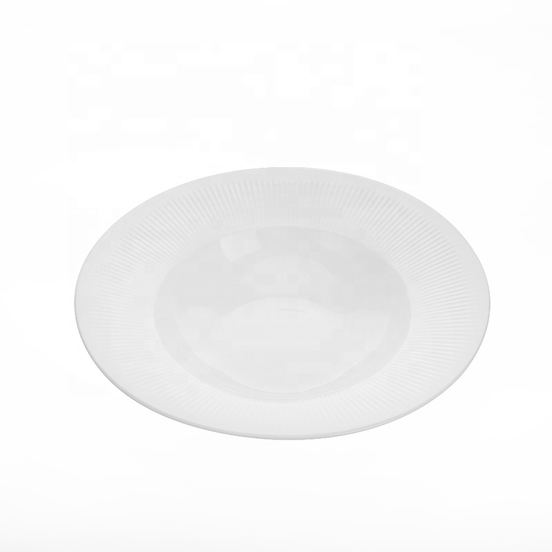 Outdoor Lifestyle Fine China Tableware Ceramic Dining Tableware, Round Plate China Porcelain Wide Rimmed Pasta Plates^