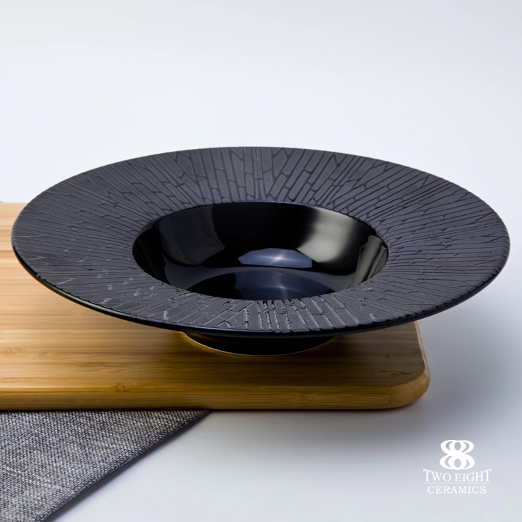 special design ceramic tableware deep dinner plate matt black plates