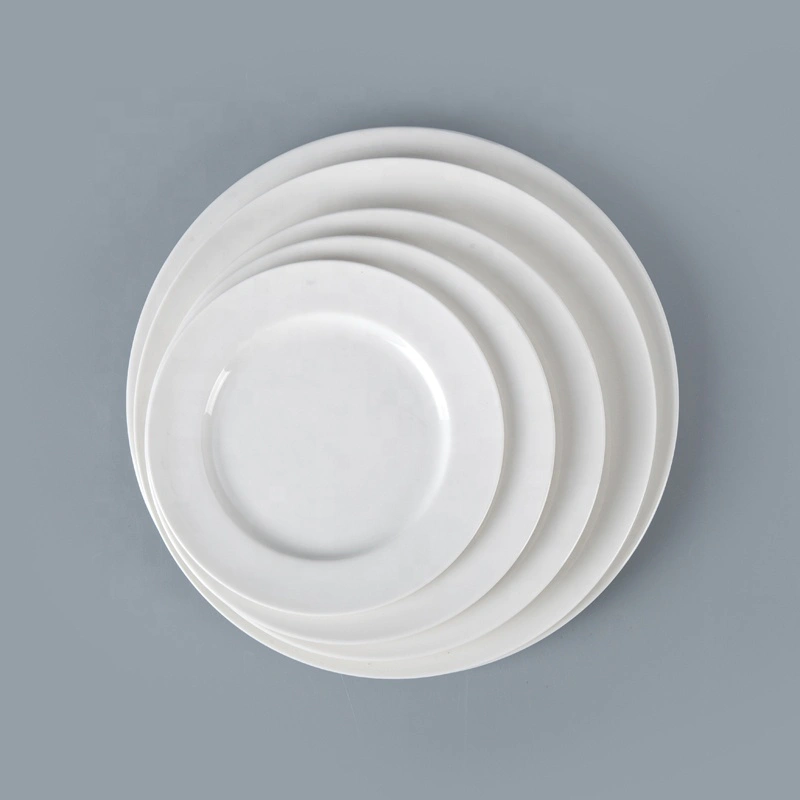 14 Inch White Dinner Plate, White Porcelain Crockery Hotel Porcelain Plates