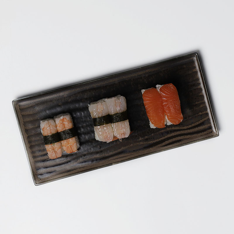 Special Wholesale Ceramic Plates, Japanese Ceramic Dishes For Restaurant, Rectangle Black 13 Inch Sushi Plate Ceramic/
