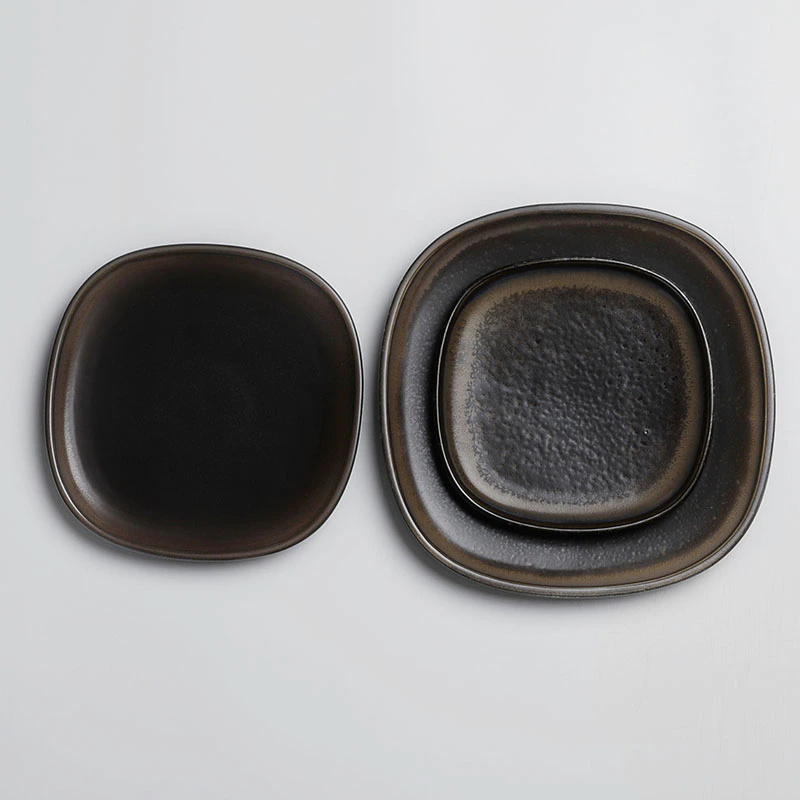 Rustic Lounge Dinnerware Black Ceramic Plates, Crokery Dinner Plate Restaurant, Special Japanese Dishes*