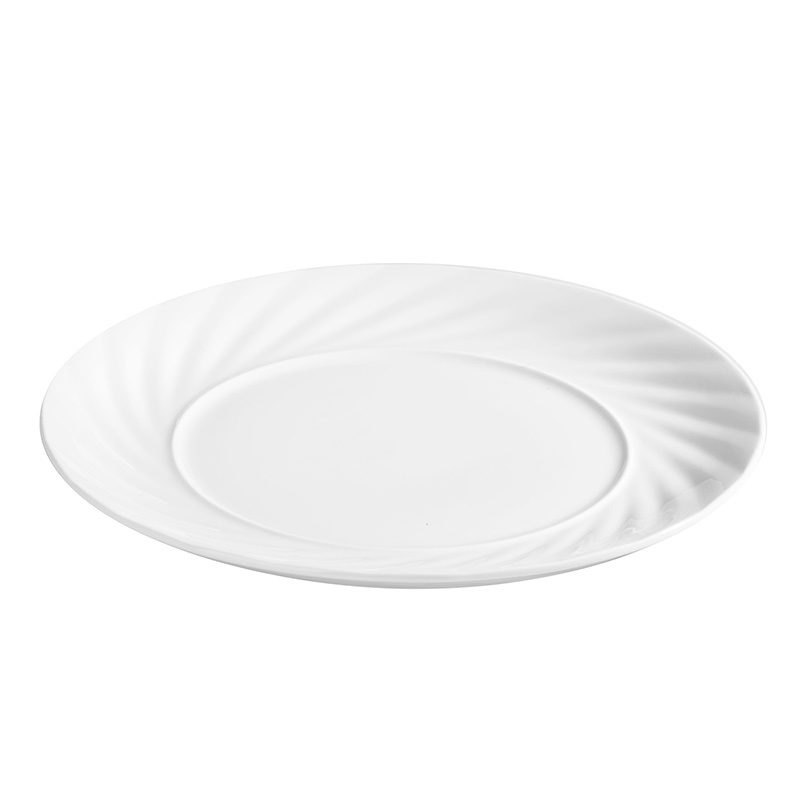 Dessert 8.25 Inch Bulk Ceramic Plates White Dining Tableware Buffet Serving Dish