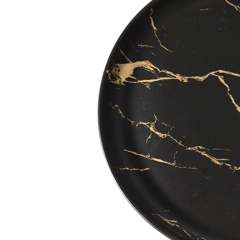 Made In China Cafe Black Gold Marble Dinner Plate Ceramic Black Dishes Luxury, Black Dinner Dish Marble&