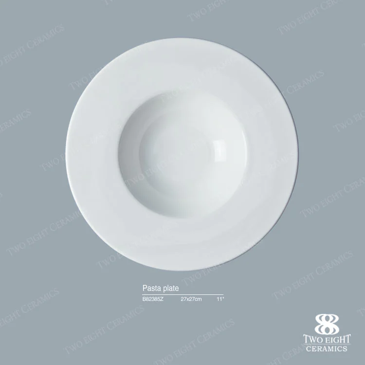 Wholesale white ceramic restaurant and hotel round pasta plate for wedding