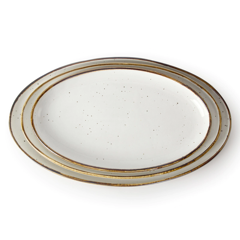 Innovation Fashion Crokery Dinnerware Banquet Color Oval Plate, Wholesale Glazed Hotel Restaurant Oval Serving Platter/