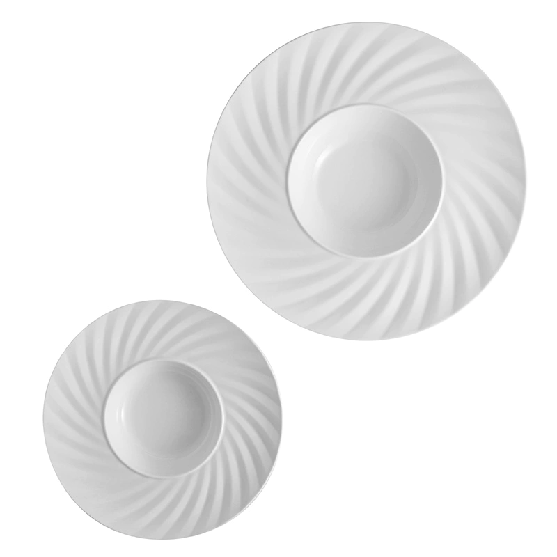 Restaurant Hotel Ceramic Porcelain Pasta Plates, White Matte Dessert Plates, Bulk Soup Bowls