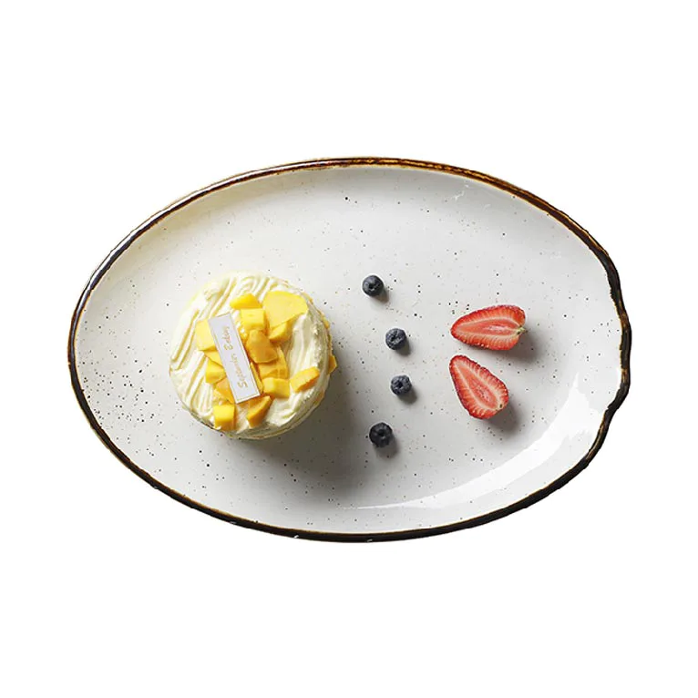 Color Glaze Lounge Dinnerware Table Plates, Fine Bar Ceramic Service Plate, Porcelain Restauratn Oval Dish/