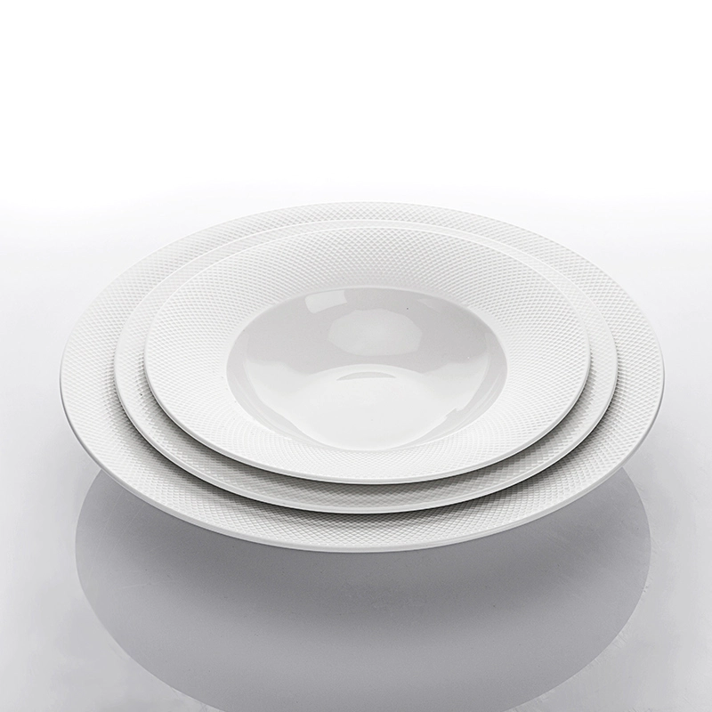Nordic Microwave Safe Hotel Design Ceramic Fruit Salad Plate, Restaurant Pasta Plates, Wide Rimmed Pasta Bowls