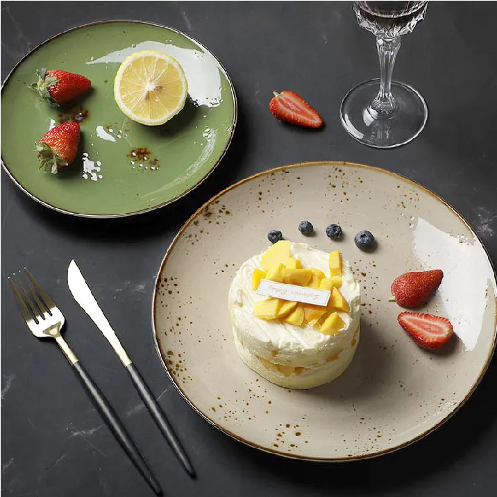 Luxury Banquet Crokery Steak Plate, Dishes Set Porcelain, Rustic Restaurant Vajilla De Porcelana Ceramic Serving Plate!