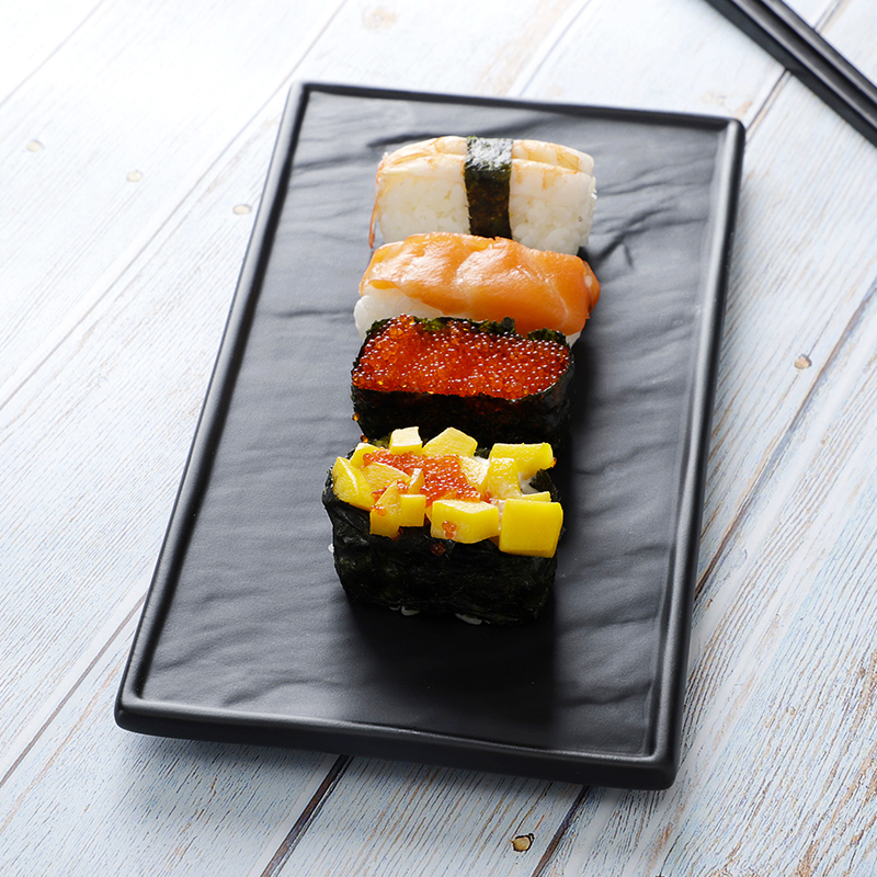 Sushi Restaurant Plato Rectangular, Australian Japanese Dinnerware Sets Black, Hotel Sushi SetRectangle Ceramic Plate