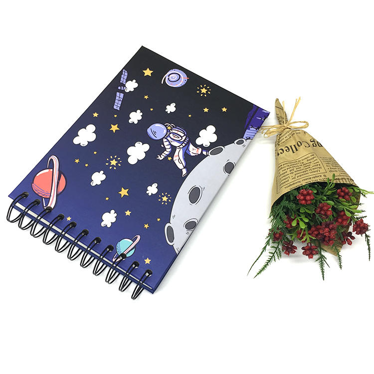 product-Astronaut Space Travel Design Black Spiral Binding10 sheets Adhesive Pages Photo Album For C-2