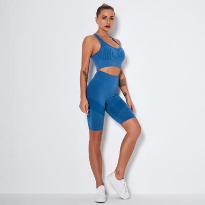 Seamless Shorts Set Yoga Suit 2 Piece Workout Set Sports Outfit Woman Fitness Clothing Bra High Waist Shorts