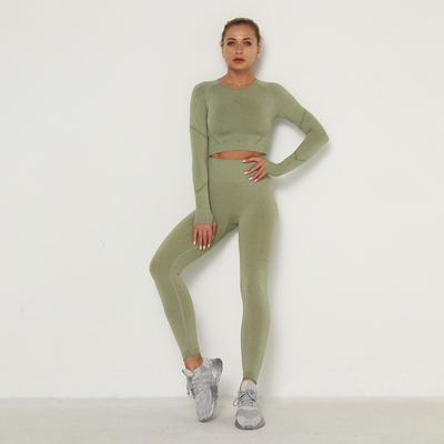 2020 New Women Sportswear Set Seamless Yoga Suit Long Sleeve Fitness Workout