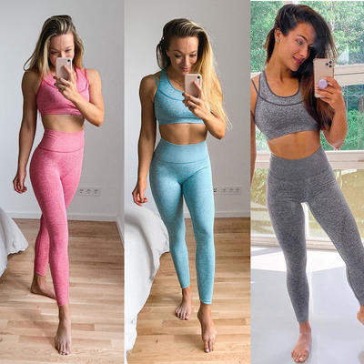 New Design Yoga Clothing Gym Work Out Compression Legging Bra Fitness Sportswear Set
