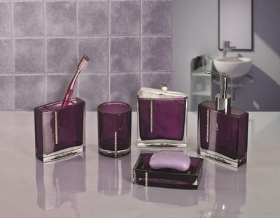 Purple Cheap Clear Acrylic Bathroom Accessories Sets
